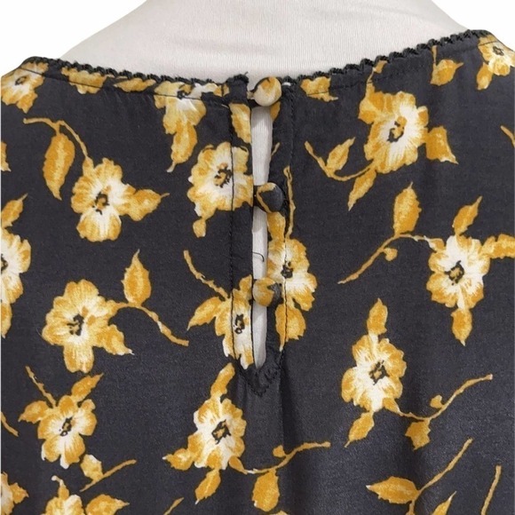 Free People Grey/Yellow Floral‎ Lace Trimmed Dress SZ 6 - Picture 7 of 7